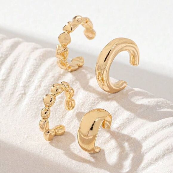 Gold Minimalist cuff Set A1431 - Picture 2 of 4